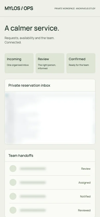 Mylos Ops — mobile illustrative preview