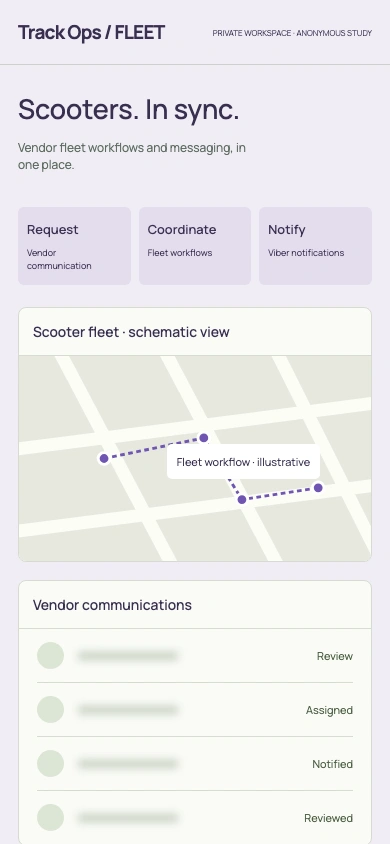 Track Ops — mobile illustrative preview