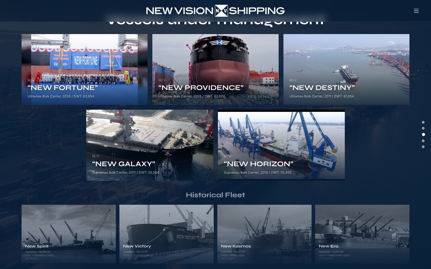 New Vision Shipping — desktop project capture